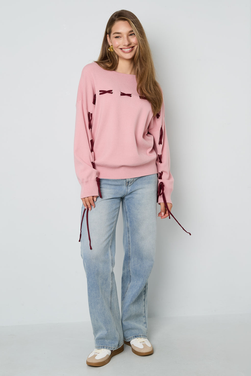 Gestrickte Viskose Damen Pullover Casual Farbkontrast