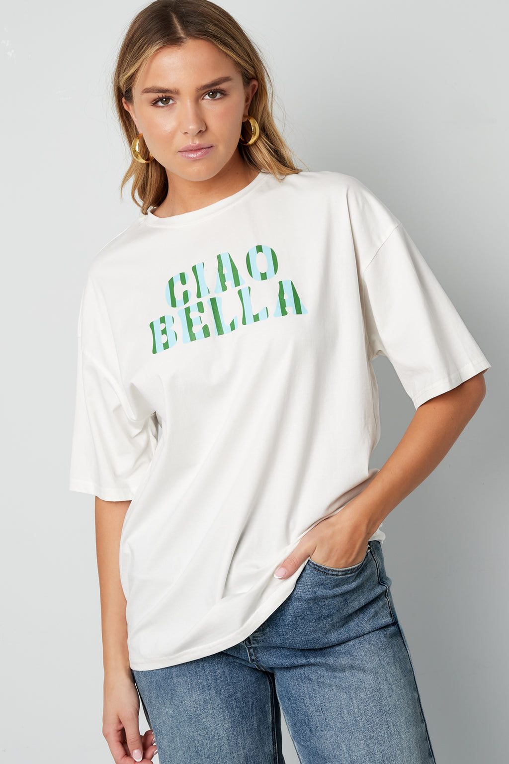 Baumwolle Damen T-Shirt Casual Letters