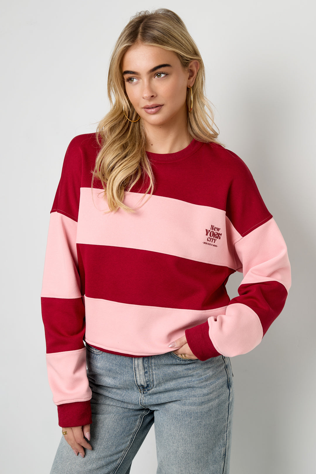 Knitted Cotton Women's Long Sleeve Top Casual Stripes