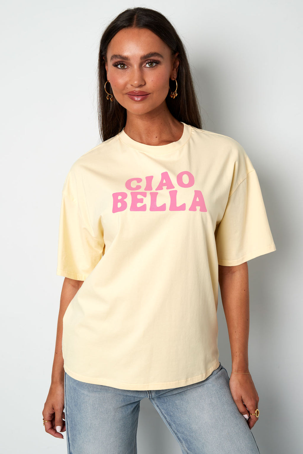 Baumwolle Damen T-Shirt Casual Letters