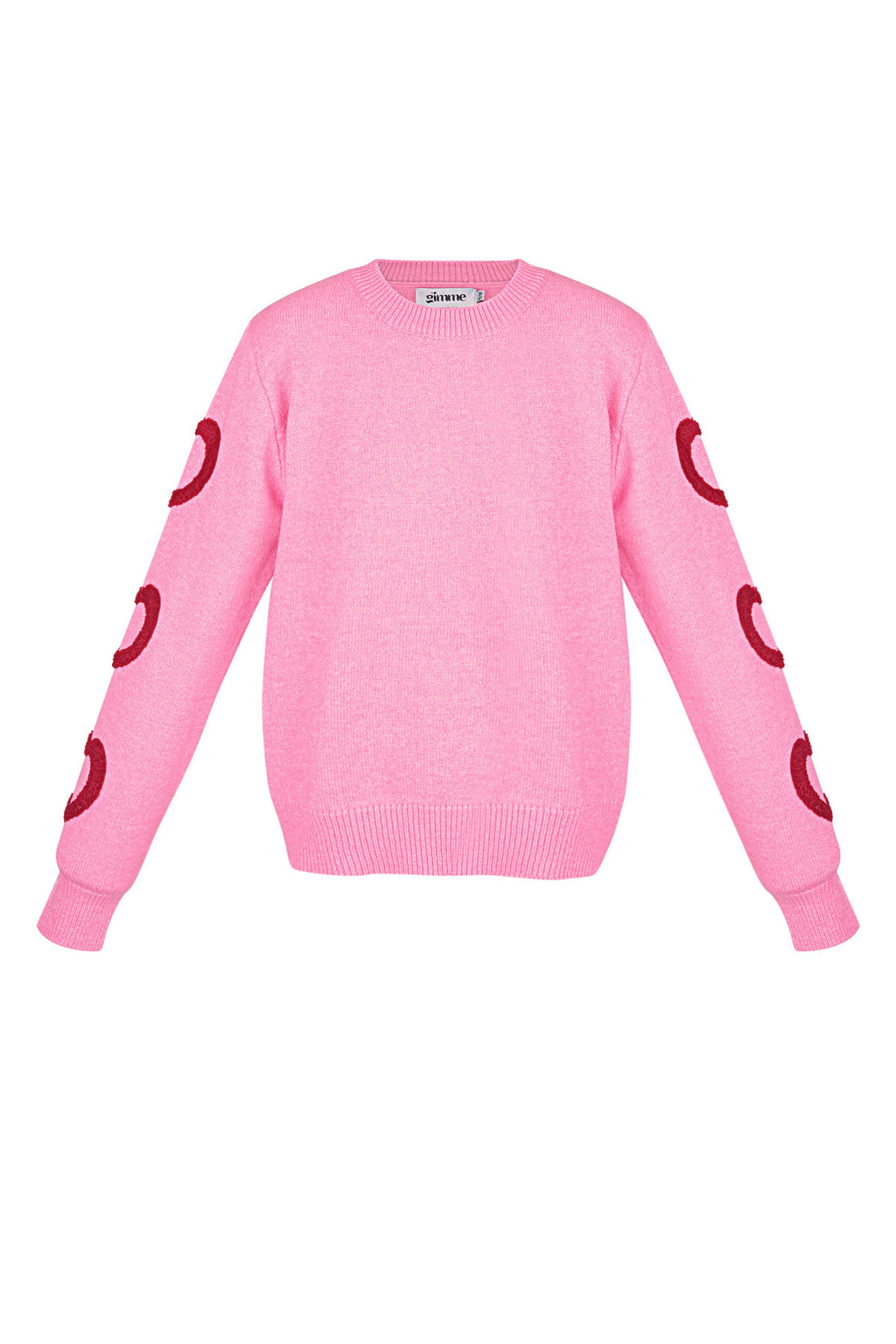 Gestrickter Wollmischungs Damen Rundhals Pullover Herz-Muster Design