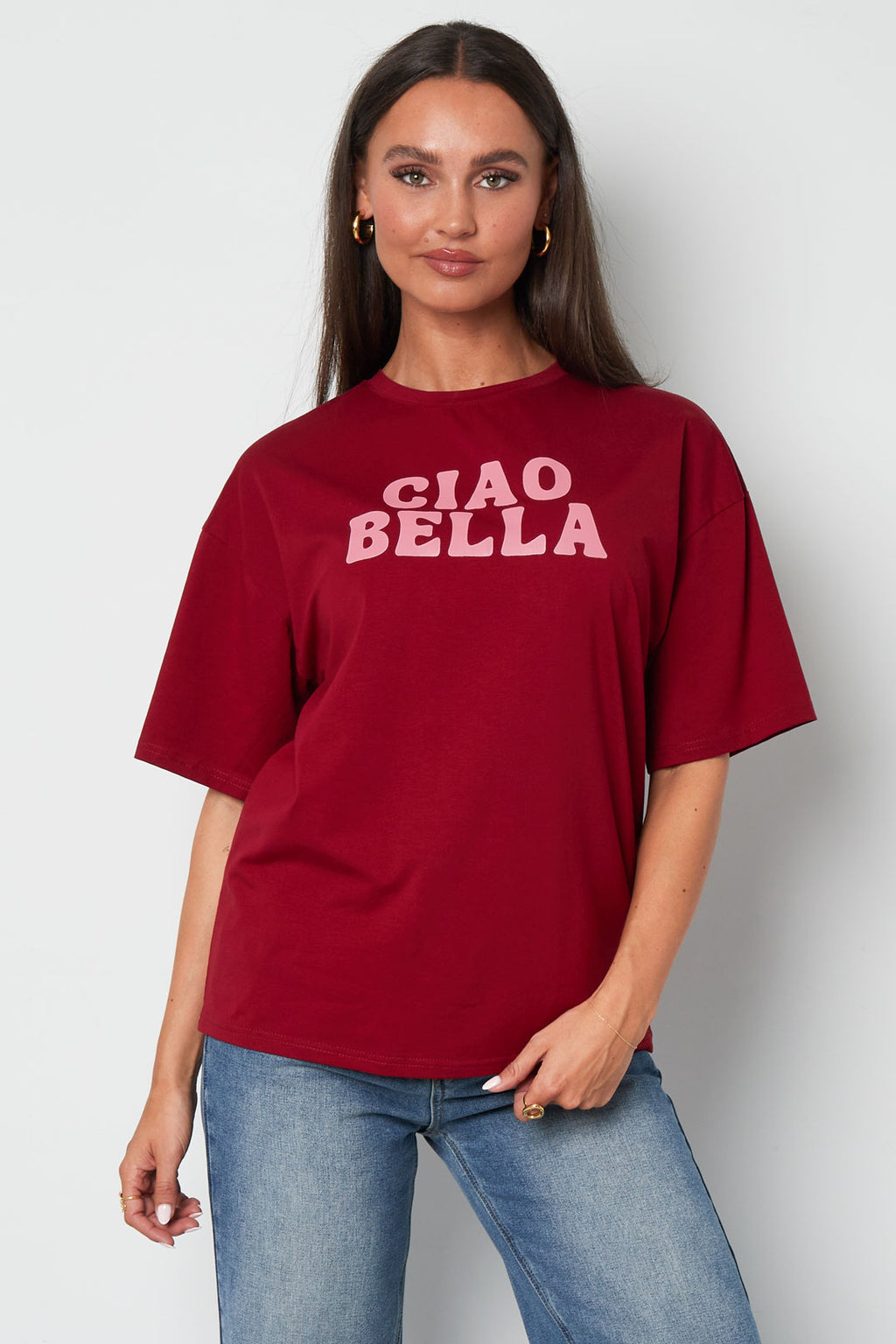Baumwolle Damen T-Shirt Casual Letters