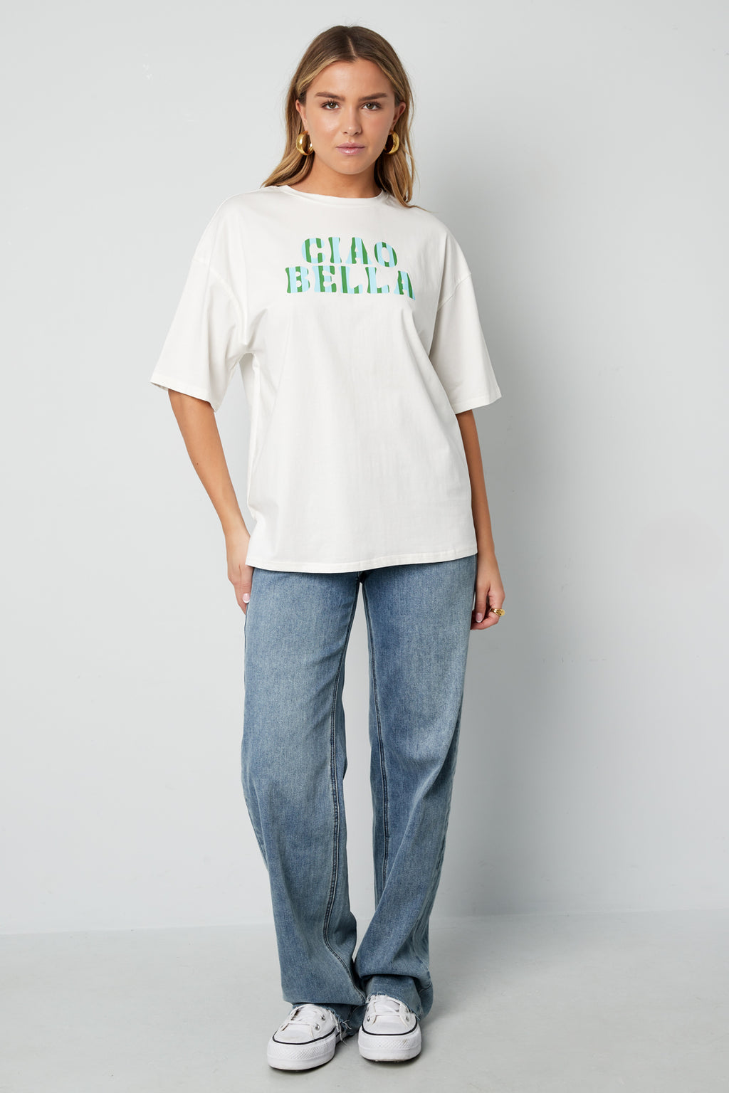 Baumwolle Damen T-Shirt Casual Letters