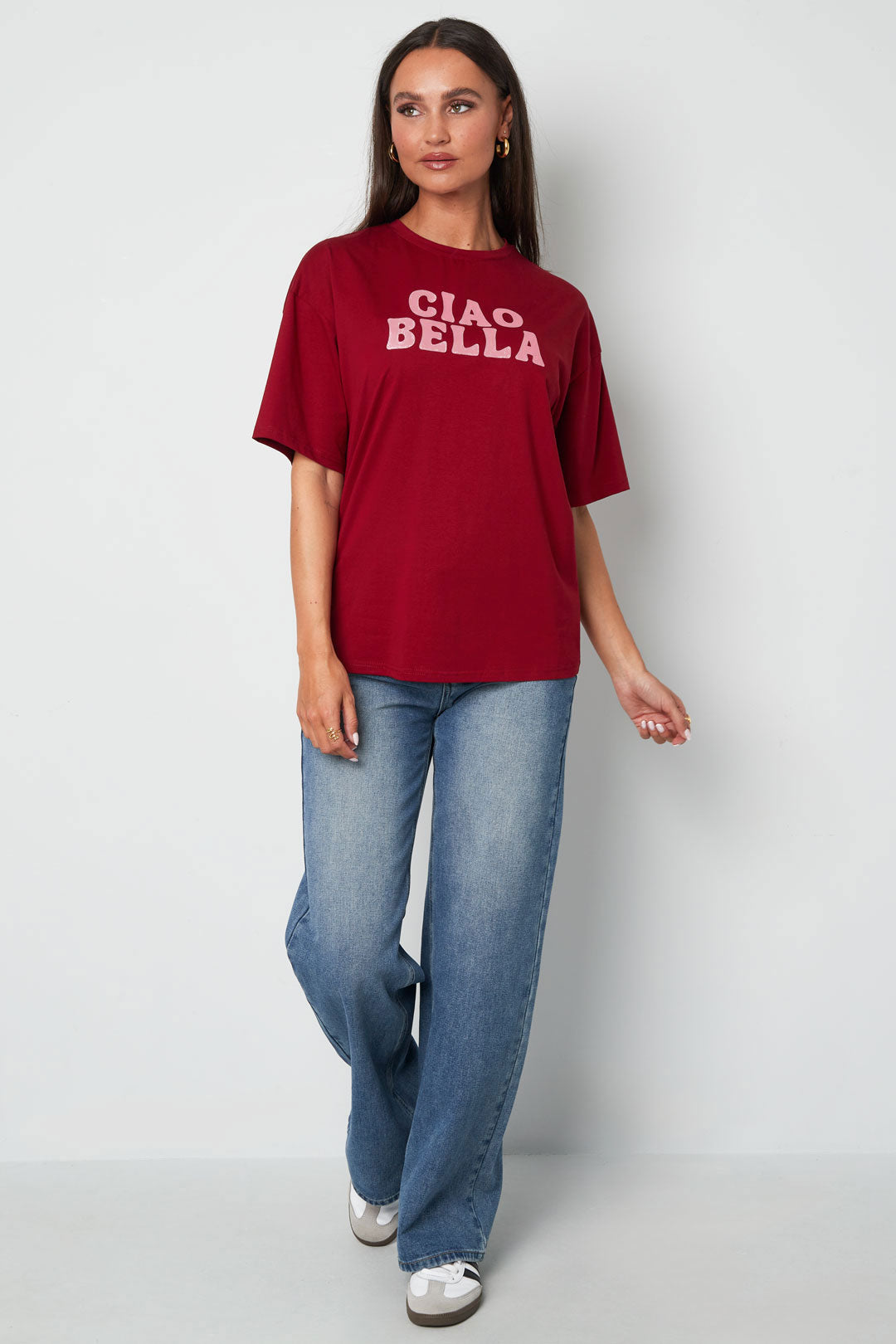 Baumwolle Damen T-Shirt Casual Letters